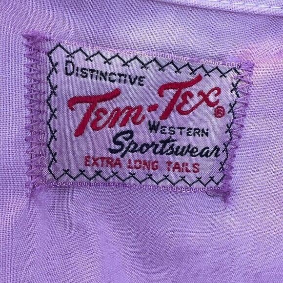 Vintage Tem Tex Western Shirt Size XL Pink Snap Long Sleeve Extra Long Tails - Picture 6 of 6